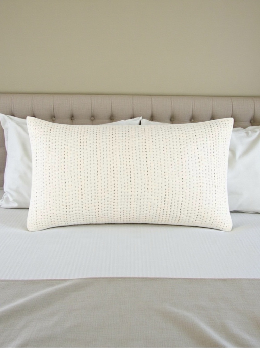 Two New Elegant Taft Quilted King Pillow Shams, White 20 x 36